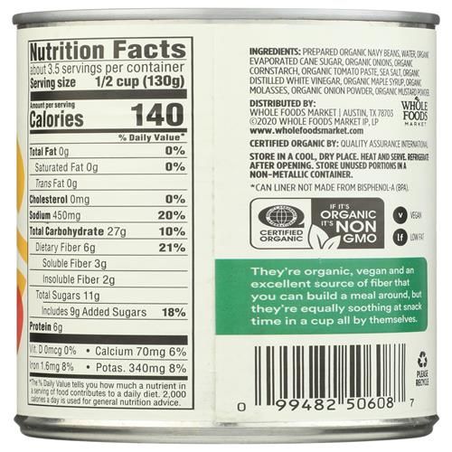 Whole Foods Market, Organic Baked Beans, Maple With Onion, 15 Ounce