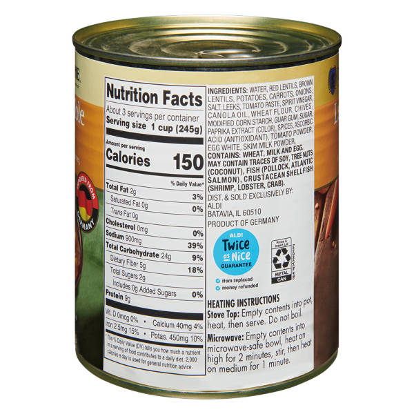 Deutsche Küche Lentil  Vegetable Soup, 28 oz