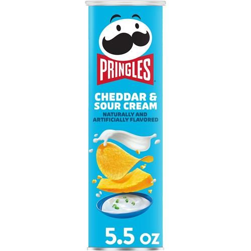 Pringles Potato Crisps Chips, Lunch Snacks, On-The-Go Snacks, Cheddar And Sour Cream, 5.5Oz Can (One Can)