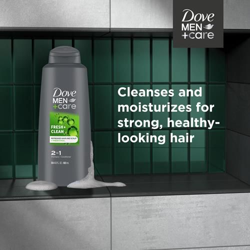 Dove Men + Care Fortifying 2-In-1 Shampoo And Conditioner Fresh And Clean With Caffeine For Everyday Care Helps Strengthen And Nourish Hair 20.4 Oz