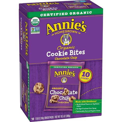 Annies Organic Chocolate Chip Cookie Bites, 10 Pouches, 10.5 Oz