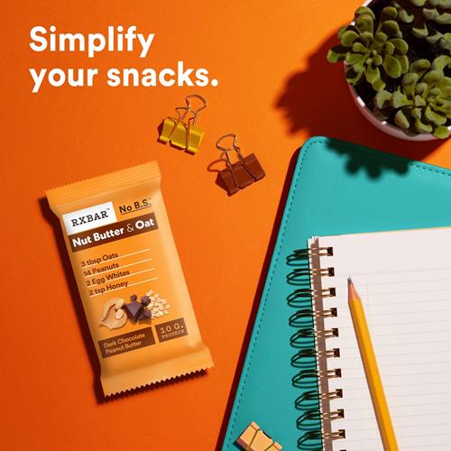 Rxbar Nut Butter And Oat Protein Bars, Protein Snacks, Snack Bars, Dark Chocolate Peanut Butter, 9.7Oz Box (5 Bars)