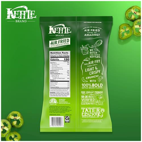 Kettle Brand Potato Chips, Air Fried Jalapeño Kettle Chips, 6.5 Oz Bag