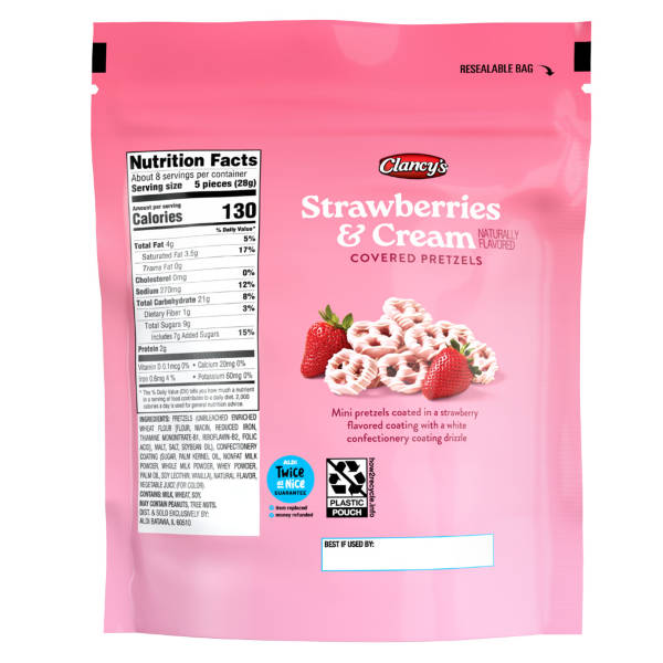 Clancy's Strawberries & Cream Covered Pretzels, 8 oz