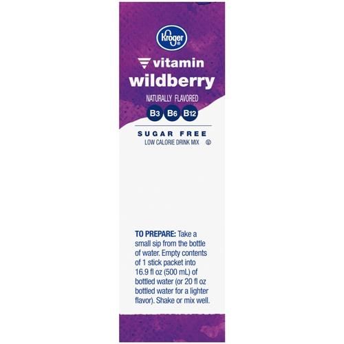 Kroger Vitamin Zero Sugar Wildberry Drink Mix Packets 10 packets
