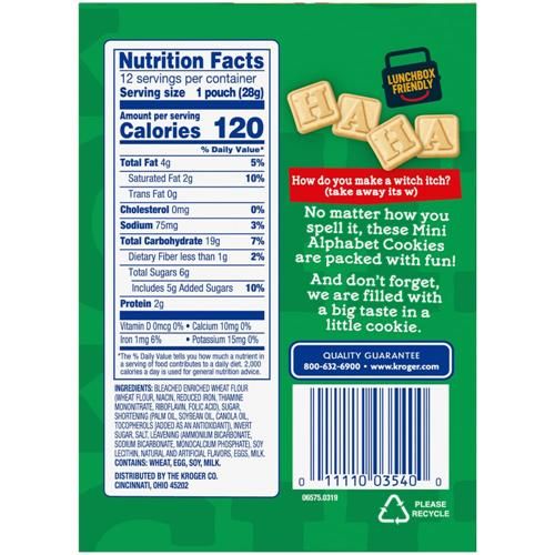 Kroger Mini Alphabet Cookie Snack Packs 12 ct / 1 oz