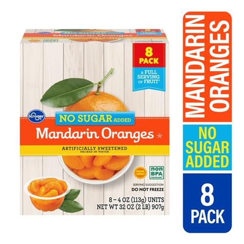 Kroger Mandarin Orange Cups No Sugar Added 8 ct / 4 oz