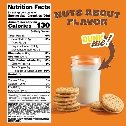 Back To Nature - Peanut Butter Creme Sandwich Cookies - Made With Real Ingredients Like Wheat Flower & Whole Grains - Seriously Tasty Snack - Non-Gmo - 5.5 Ounce