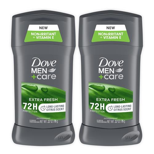 Dove Men+Care Extra Fresh Mens Antiperspirant Deodorant Stick Extra Fresh Twin Pack With 72-Hour Sweat & Odor Protection With 1/4 Moisturizing Cream & Long-Lasting Citrus Scent 2.7 Oz