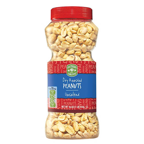 Southern Grove Dry  Roasted Unsalted Peanuts, 16 oz