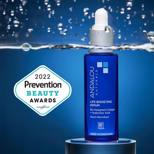 Andalou Naturals Collagen + Hyaluronic Acid Serum For Face, Deep Hydration Life Boosting Face Serum, Helps Improve Skin Elasticity, Day & Night Hydrating Serum, 1 Fl. Oz.