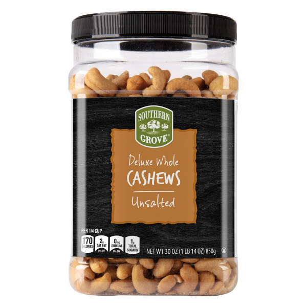 Southern Grove Deluxe Whole Cashews Unsalted, 30 oz