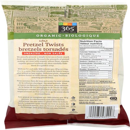 Whole Foods Market, Organic Unsalted Mini Pretzel Twists, 8 Oz