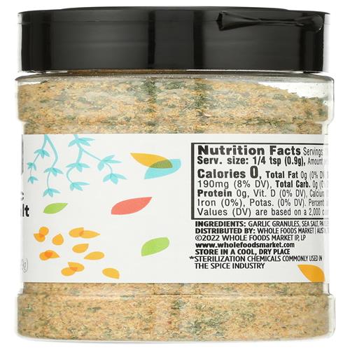 Whole Foods Market, Garlic Salt Seasoning, 3.51 Ounce