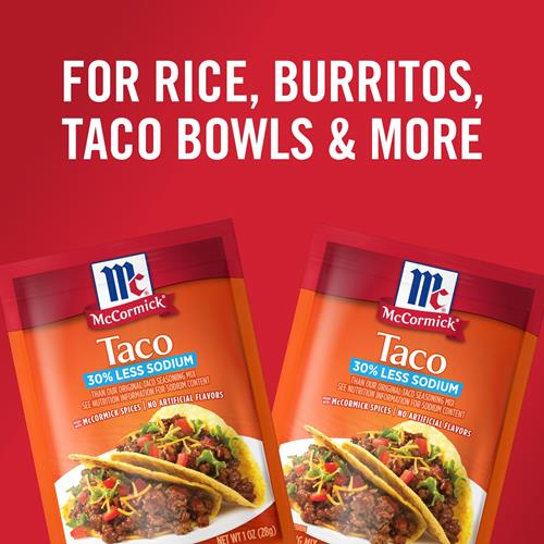 Mccormick Taco Seasoning Mix, 30% Less Sodium, No Msg Added, No Artificial Flavors, For Tacos, Nachos, Fajitas And More, 1 Oz