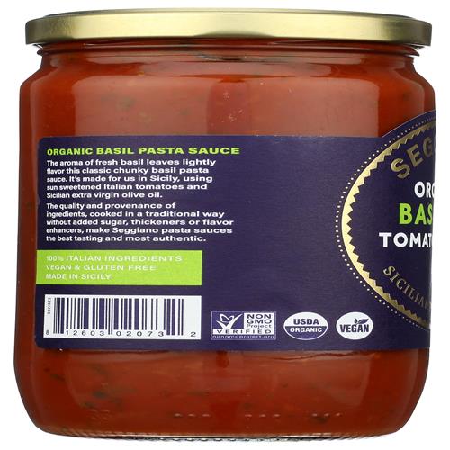 Seggiano Organic Basilico Pasta Sauce, 24 Oz