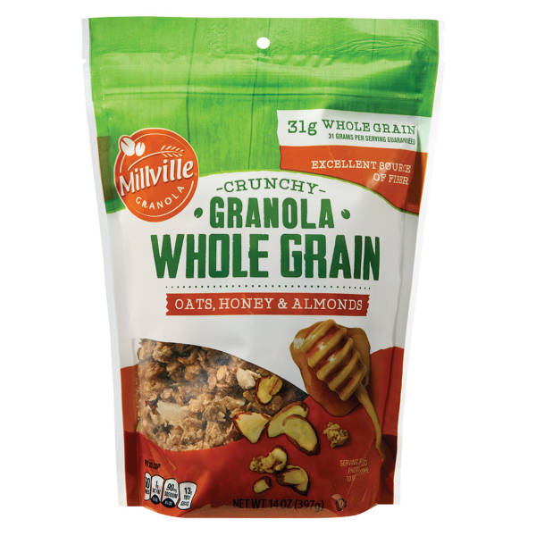 Millville Whole Grain Oats, Almonds and Honey Crunchy Granola, 14 oz