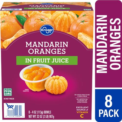 Kroger Mandarin Orange Cups in 100% Juice 8 ct / 4 oz
