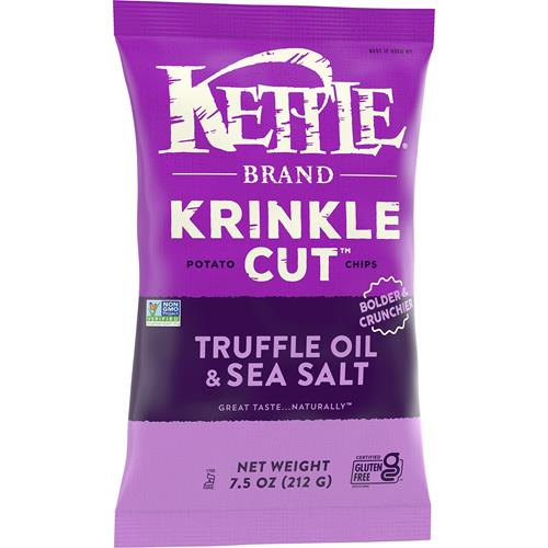 Kettle Brand Potato Chips, Krinkle Cut Truffle And Sea Salt, 7.5 Oz