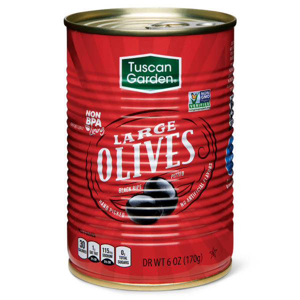 Tuscan Garden Large Ripe Pitted Black Olives, 6 oz