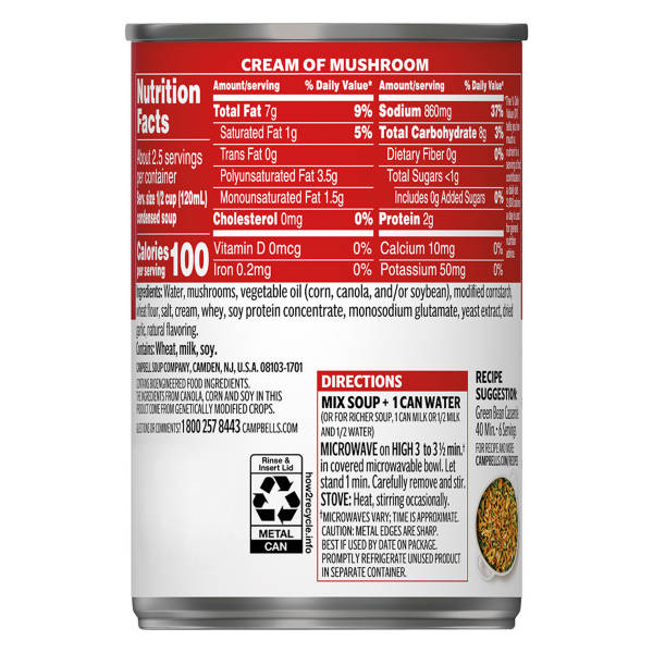 Campbell's Condensed Cream of Mushroom Soup, 10.5 oz
