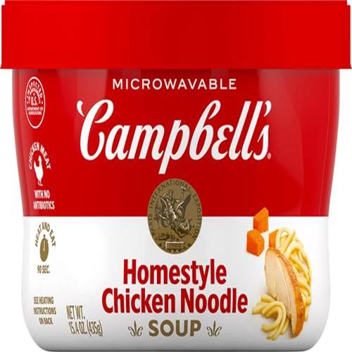 Campbells Homestyle Chicken Noodle Soup, 15.4 Oz Microwavable Bowl