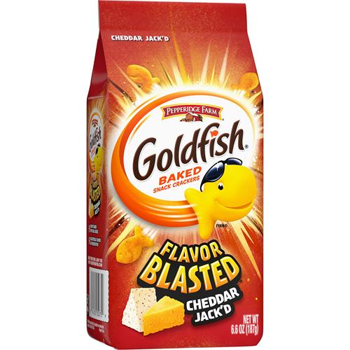 Goldfish Flavor Blasted Cheddar Jackd Crackers, Snack Crackers, 6.6 Oz Bag