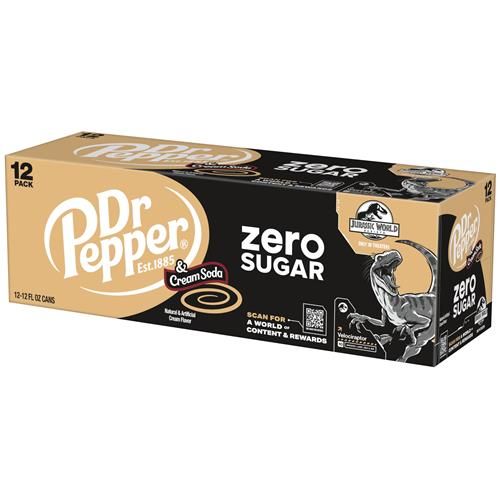 Dr Pepper And Cream Soda Zero Sugar, 12 Fl Oz Cans, 12 Pack