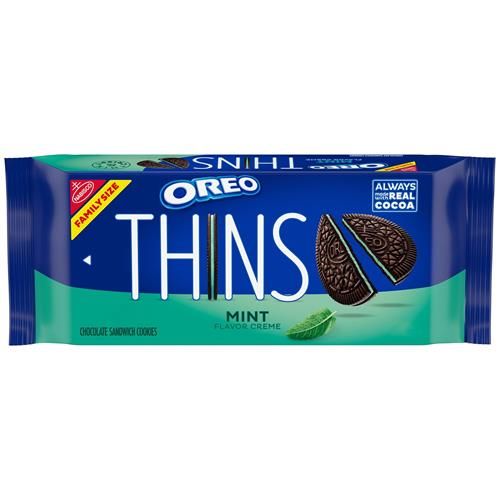 Oreo Thins Mint Creme Chocolate Sandwich Cookies, Family Size, 11.78 Oz
