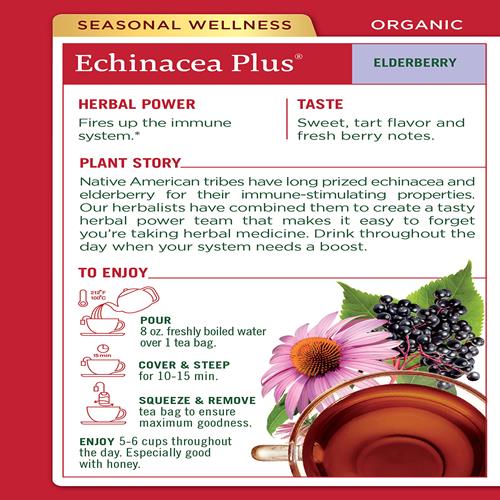 Traditional Medicinals, Seasonal Wellness, Organic, Echinacea Plus, Elderberry, 16 Tea Bags, Net Wt. 0.85 Oz