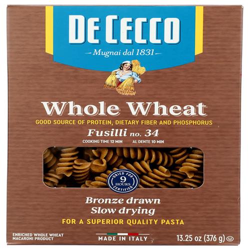 De Cecco Pasta Fusilli Whole Wheat, 13.25 Oz
