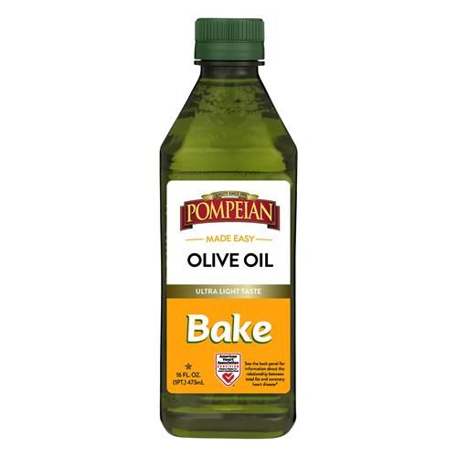 Pompeian Made Easy Bake Olive Oil, Ultra Light Taste, Perfect For Baking Foods Such As Brownies And Cakes, American Heart Association Certified, Non-Allergenic, Non-Gmo, 16 Fl Oz (Pack Of 1) - Pa