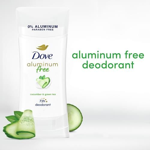 Dove 0% Aluminum Deodorant Stick Non Irritating For Underarm Care Cucumber And Green Tea, 2.6 Oz