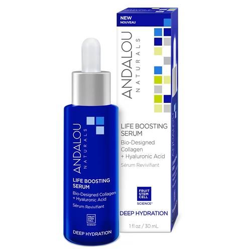 Andalou Naturals Collagen + Hyaluronic Acid Serum For Face, Deep Hydration Life Boosting Face Serum, Helps Improve Skin Elasticity, Day & Night Hydrating Serum, 1 Fl. Oz.