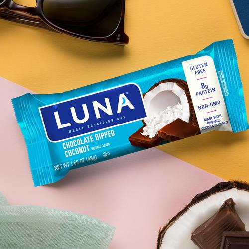 Luna Bar - Chocolate Dipped Coconut Flavor - Snack Bars - Non-Gmo - Gluten-Free Protein Bars - Made With Organic Oats (1 Count)
