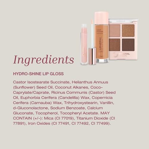 Mineral Fusion Hydroshine Lip Gloss S, Monaco, 0.15 Ounce