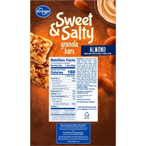 Kroger Sweet & Salty Almond Granola Bars 18 ct