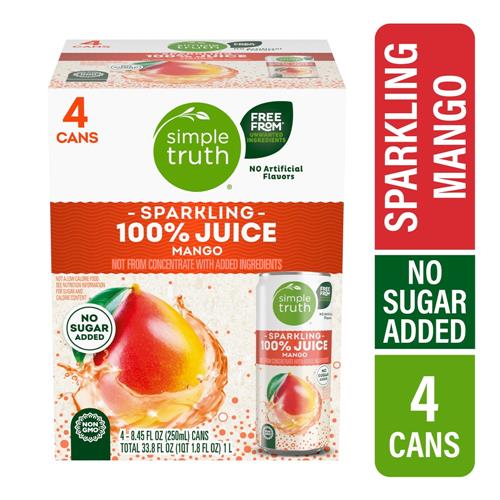 Simple Truth Sparkling 100% Mango Juice Cans 4 pk / 8.45 fl oz