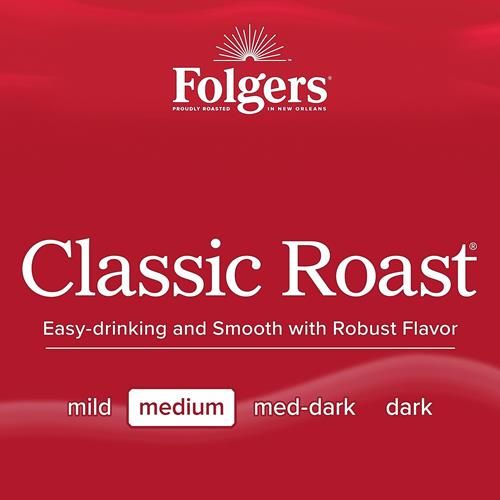 Folgers Classic Roast Coffee, Medium Roast, Keurig K-Cup Pods, 10 Count Box