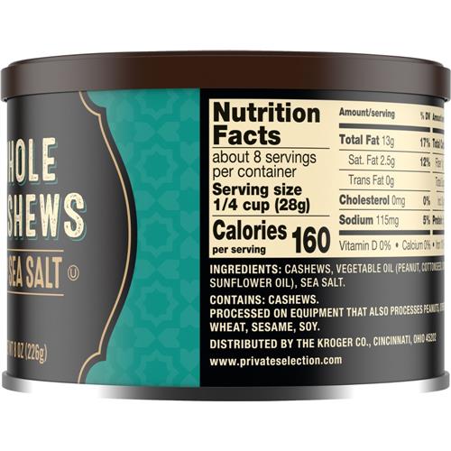 Private Selection Whole Sea Salted Cashews 8 oz