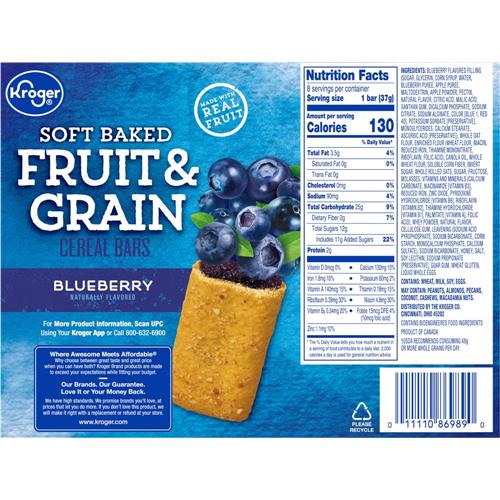 Kroger Fruit & Grain Blueberry Breakfast Bars 8 ct