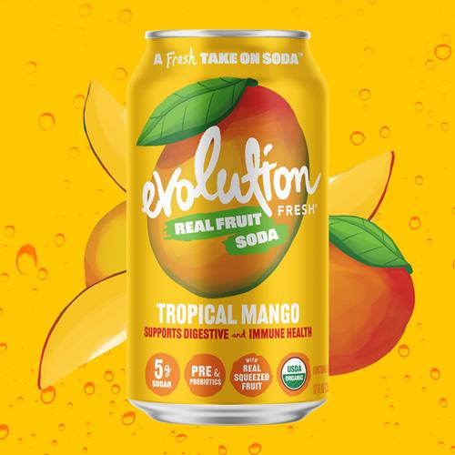 Evolution Fresh Organic Tropical Mango Fruit Soda, 12 Fz