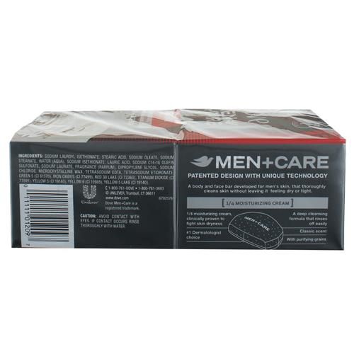 Dove Men + Care Body Soap And Face Bar More Moisturizing Than Bar Soap Deep Clean Effectively Washes Away Bacteria, Nourishes Your Skin 3.75 Oz 6 Bars