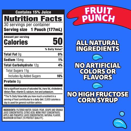 Capri Sun Fruit Punch Flavored Juice Drink Blend, 30 Ct Box, 6 Fl Oz Pouches