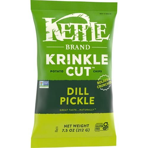 Kettle Brand Potato Chips Krinkle Cut Dill Pickle, 7.5 Oz