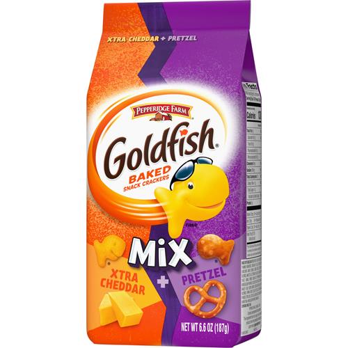 Goldfish Crackers Mix With Xtra Cheddar And Pretzel, Snack Crackers, 6.6 Oz Bag