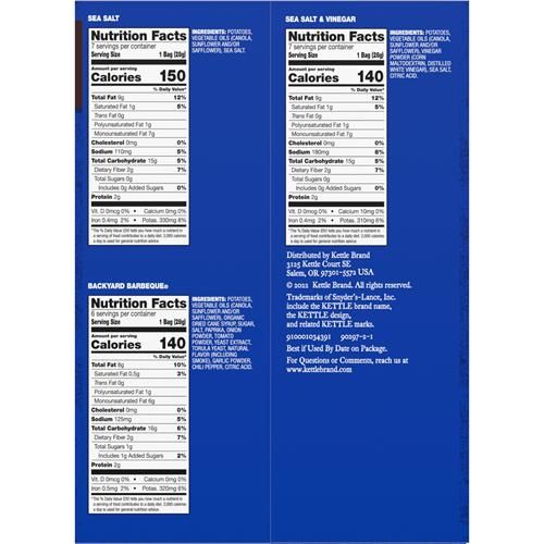Kettle Brand Potato Chips Variety Pack, 1 Oz, 20 Ct