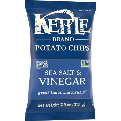 Kettle Brand Sea Salt And Vinegar Kettle Potato Chips, Gluten-Free, Non-Gmo, 7.5 Oz Bag