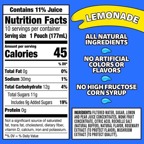 Capri Sun Lemonade Drink, 10 Ct Box, 6 Fl Oz Pouches