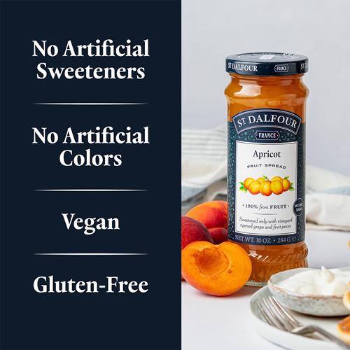 St. Dalfour Apricot Fruit Spread - 10Oz - 100% From Fruit, No Artificial Ingredients, Non Gmo, No Cane Sugars, All Natural, Made In France